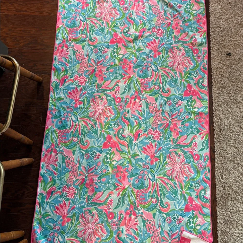 Lily Pulitzer oversized pink and blue beach towel